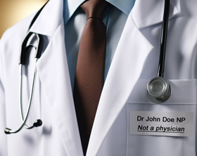 A provider\’s nametag attempts to clarify the confusion of the use of “doctor”