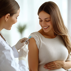 An expecting mother getting a vaccine