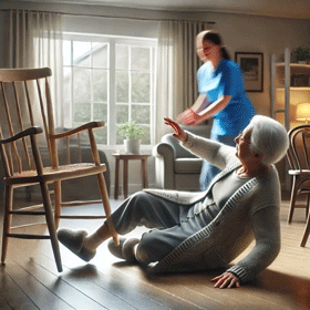 A resident of a nursing home falling from a chair